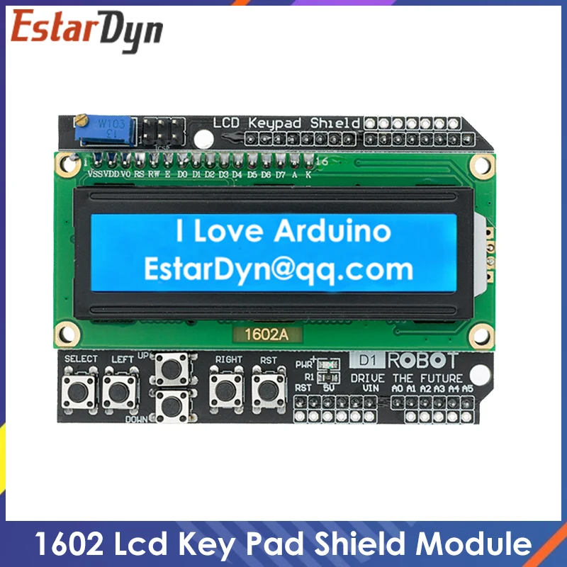 Moduł wyświetlacza LCD1602 z klawiaturą, ekran LCD 1602 do ATMEGA328 ATMEGA2560 Raspberry Pi UNO, niebieski ekran
