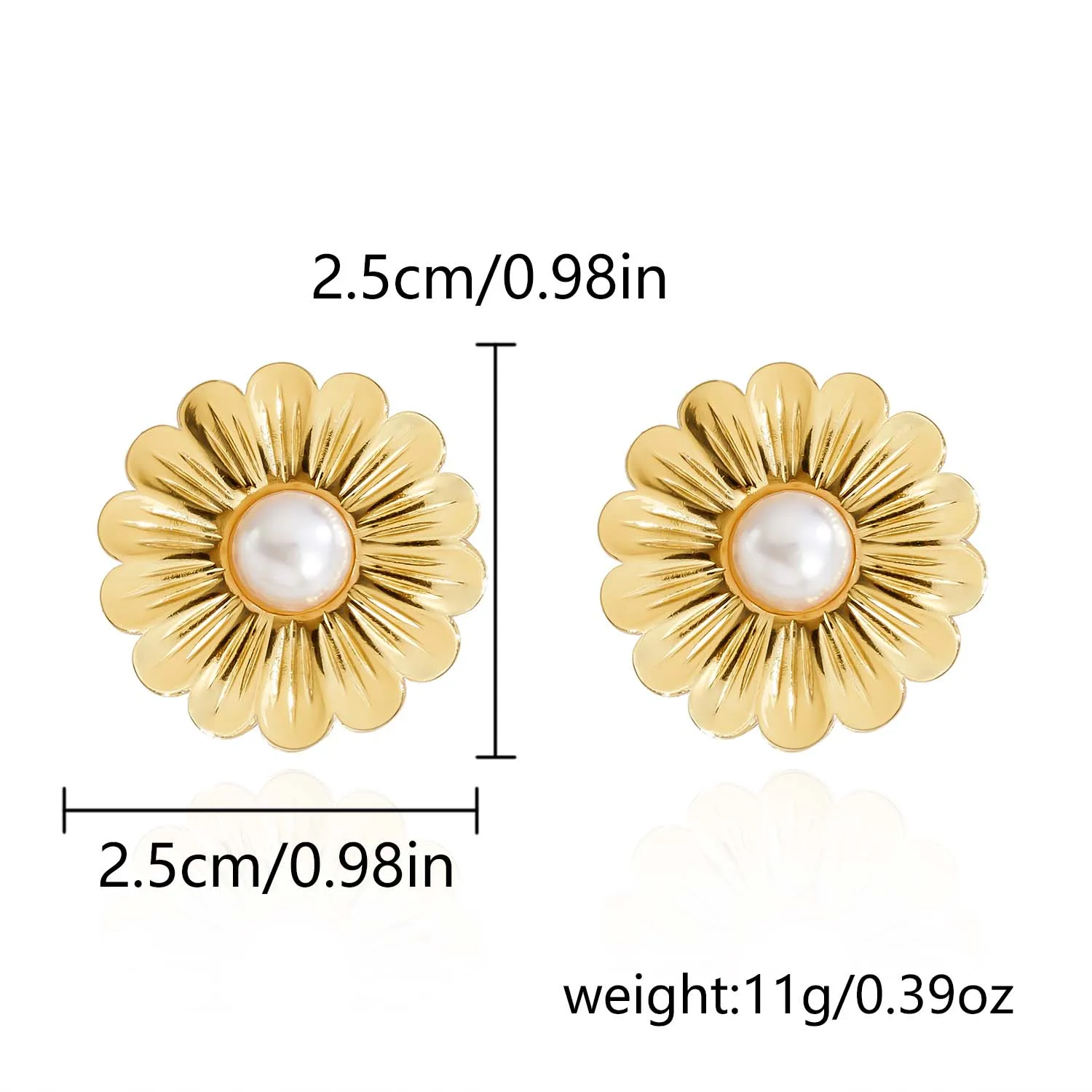 Fashion Stainless Steel Flower Pearl Stud Earrings for Women Lady Piercing Jewelry Heart Geometric Hoop Dangle Ear Gifts