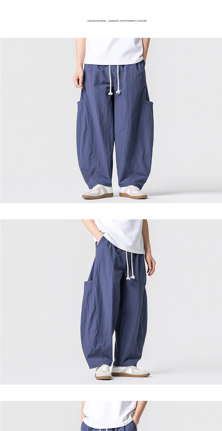 2026 Sommer Herren Jogginghose Haremshose Leichte Hose mit Elastischem Bund Gerade Geschnittene Lockere Jogging-Hose Einfarbige Freizeithose M-5XL – Detail 7
