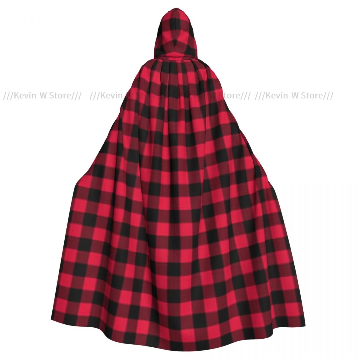 Long Cape Cloak Gingham Plaid Hooded Cloak Coat Autumn Hoodies