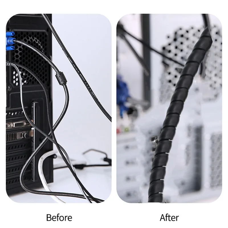 Spiral Cable Wire Wrap Cable Wire Protector Office Cord Sleeve Cover Management Winding Tube Flexible Wire Wrap Line Coiled Tube