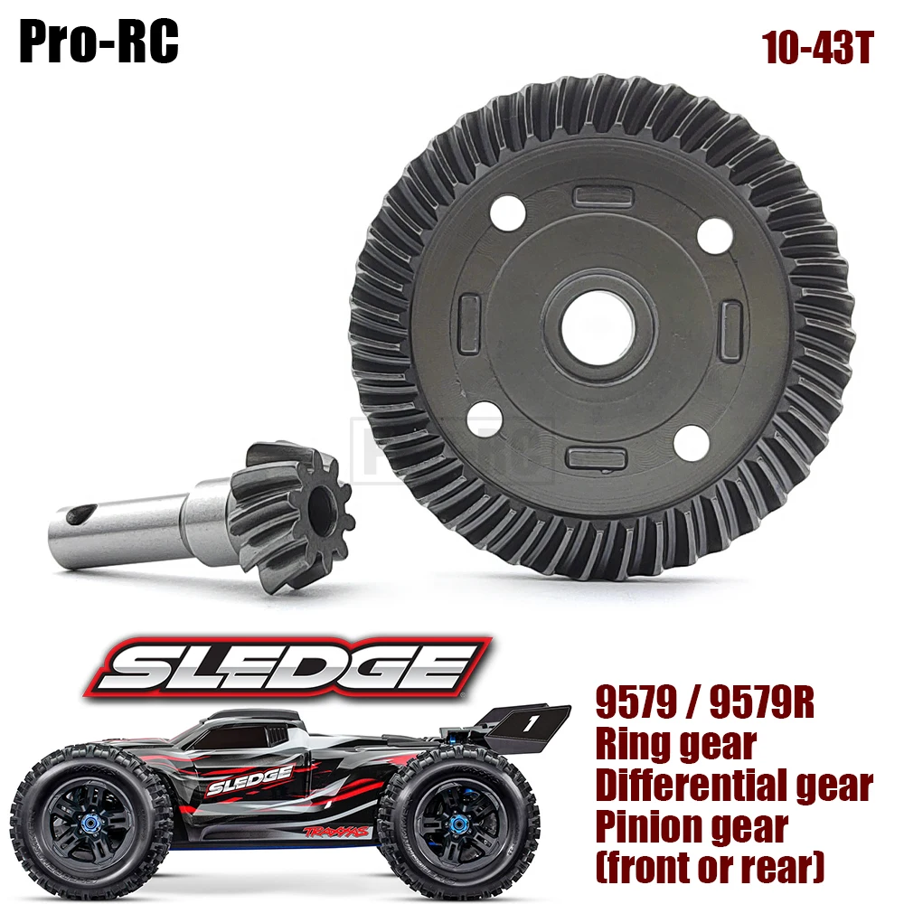 CNC 20CR HD Steel 43/10T anteriore posteriore Diff Gear spirale Cut pignone Ring Gear 9579 9580 per Traxxas 1/8 Sledge Rc Car Upgrade Part