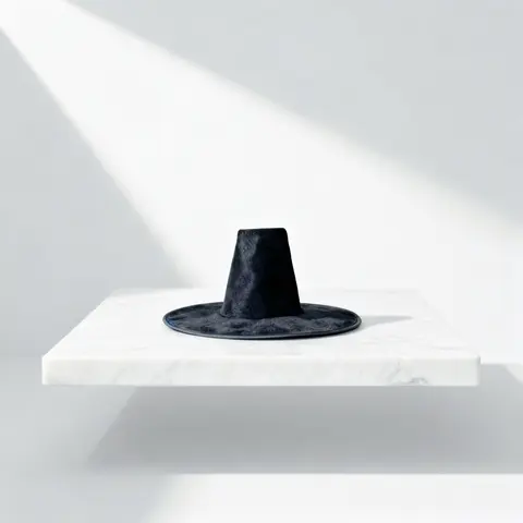 Traditional Korean flat top hat men's wide brimmed UV resistant black hat 2025 new role-playing stage performance essential