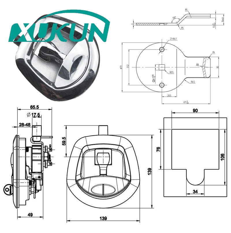 صندوق الأدوات مقبض القافلة قفل مجداف الثقيلة شاحنة باب Rv اكسسوارات السيارات تبديل ضغط مزلاج قفل ذيل الحوت