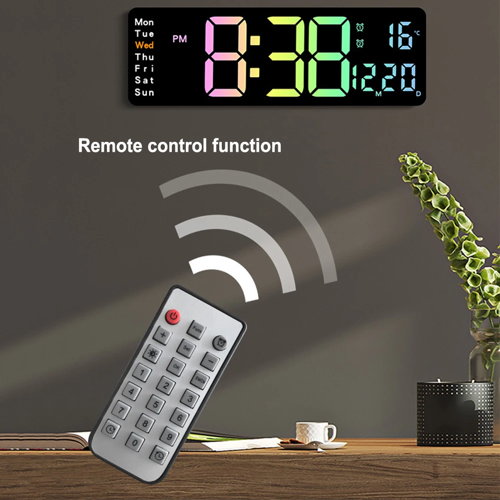 

Innovative Colorful Digital Wall Clock With Adjustable Brightness for Enhanced User Experience at Home or Work