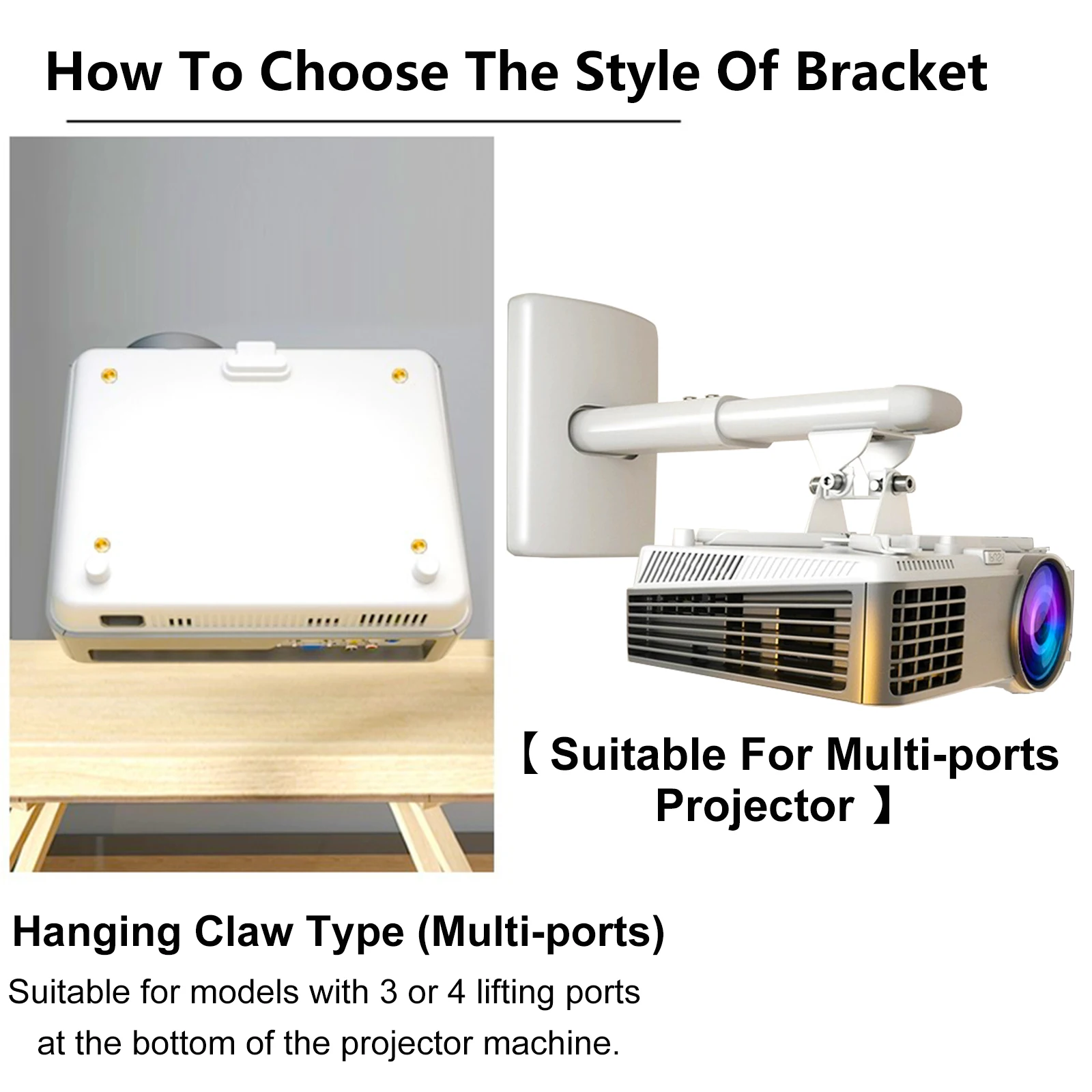 Projector Wall Mount Bracket Multi-angle Adjustable Tilt Ceiling Support Projector Horizontally Hanger Stand For Video Projector