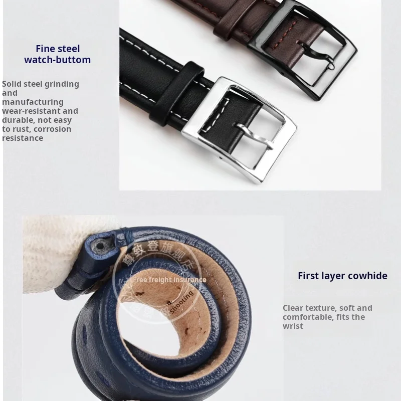 Correa de reloj de cuero genuino de alta calidad de 17mm y 19mm para hombre y mujer, compatible con Swatch YCS YAS YGS, con hebilla de metal 6