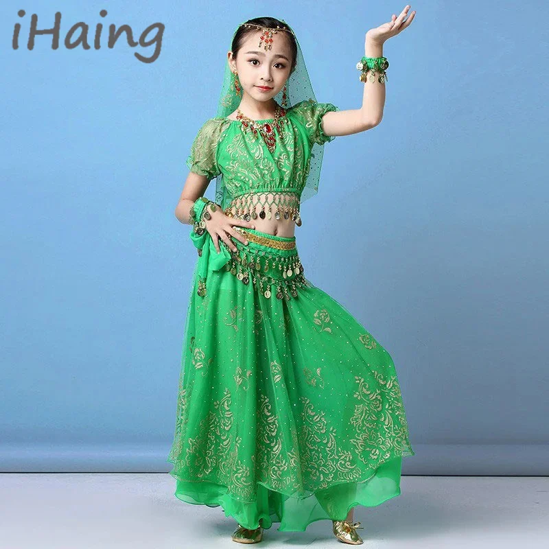 جديد للأطفال الهندي بوليوود الرقص الشرقي أعلى تنورة ازياء مجموعة الفتيات العربية مهرجان هالوين تأثيري المرحلة اللباس حتى الهذيان الزي #4