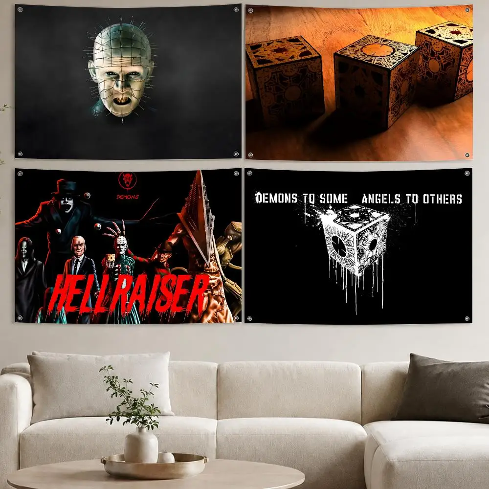 Hellraisers Horror Movie Fans Flags Aesthetic Wall Tapestry Printed Wall Hanging Living Room Party Outdoor Decor
