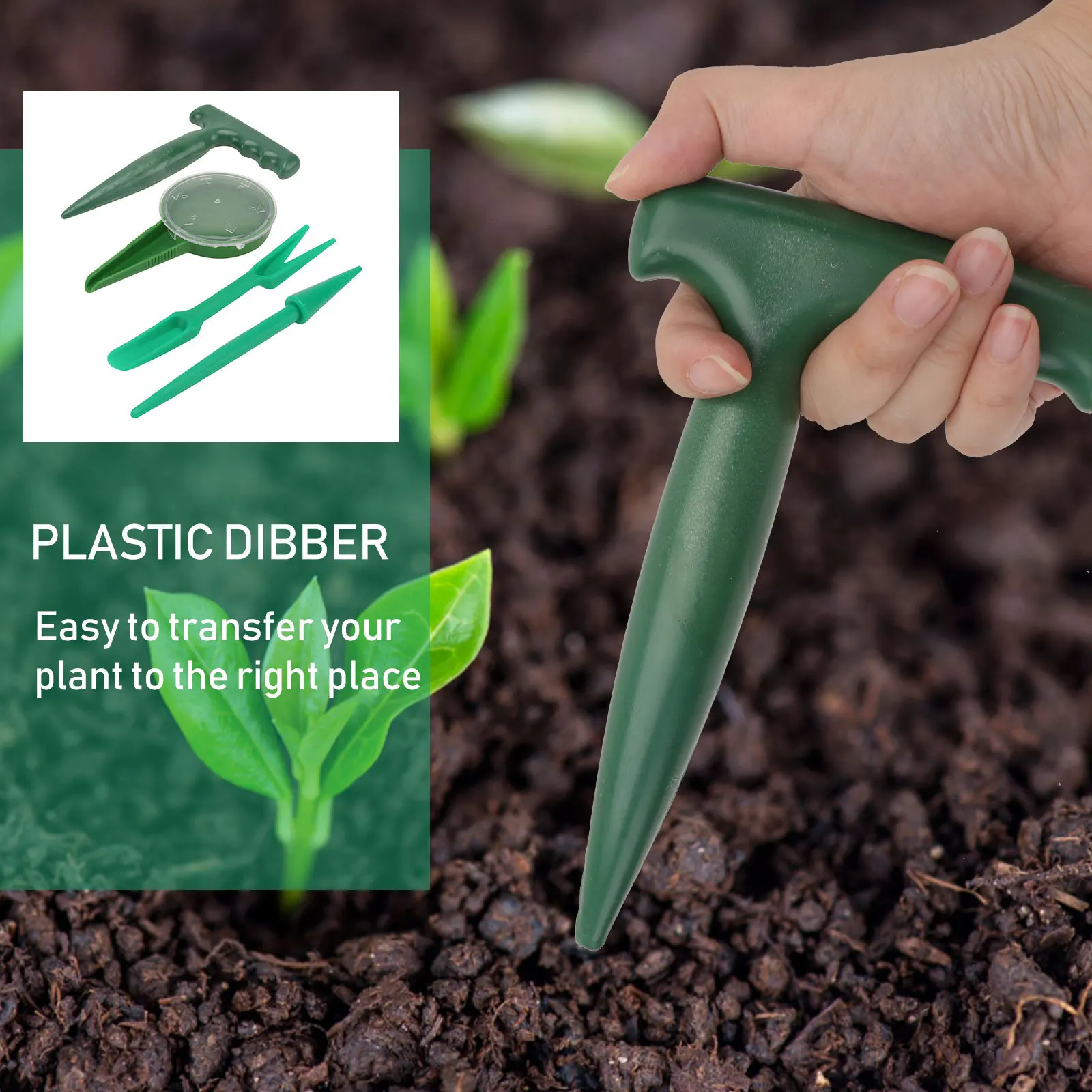 

Gardening Tools Kit Plastic Dibber Widger Dispenser Easy Transplanting Ergonomic Handle Simple Design Balcony Mini Garden