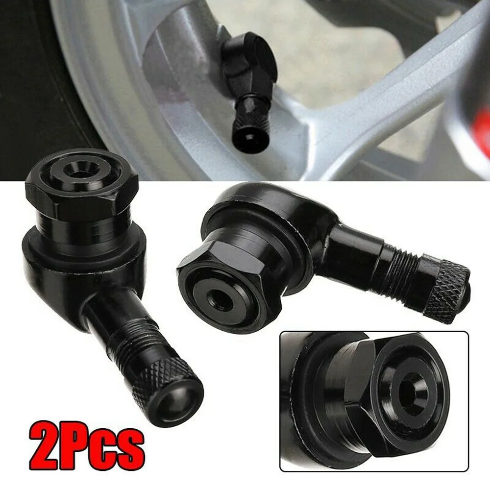 2Pcs Aluminum Alloy Motorcycle Tire Valve Stem with 90 Degree Angle for Tubeless Wheels Air Pressure Maintenance