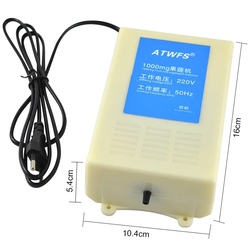 1000mg 휴대용 오존 발생기 220v 공기 청정기 물 오존 발생기 수족관 오존 발생기 EU 플러그