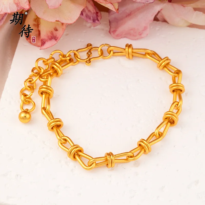 Luxury 24K 9999 Pure Gold real gold Women's Distinctive Creative Bracelet Bracelet Ring Buckle Handset