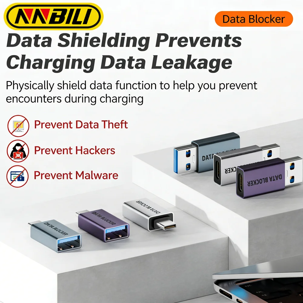 NNBILI USB Data Blocker Anti Hacking Charge Adapter USB A/C Male to USB A/C Female Anti Privacy Leak Converter For Laptop Mobile