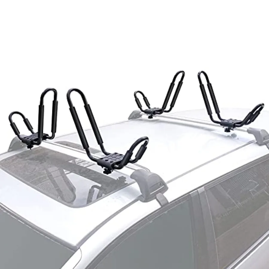

Universal 2 Pairs Kayak Roof Rack for Surfboard Paddleboard Canoe SUP Boat Skiboard- Rooftop J Bars Carriers Holders for Vehicl