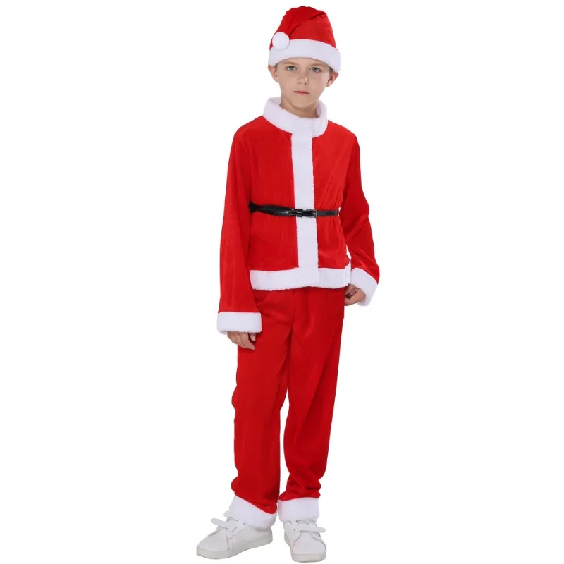 Christmas Dress Cosplay Costumes Santa Claus Costume X-Mas Clothing Outfit Set Dress/Pants Tops Hat Cloak Belt For Boys Girls