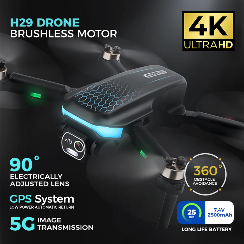 【TYRC H29】Rc Camera Drone 6K Профессиональный двойной камерный бесщеточный двигатель дальнего действия высокой четкости для предотвращения препятствий FPV Quad