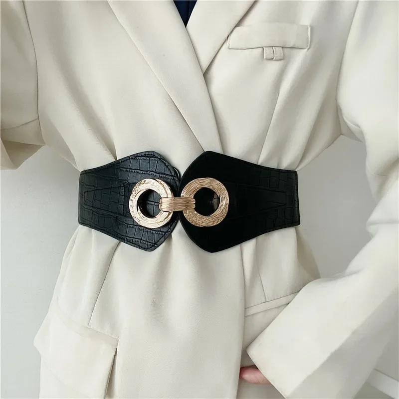 

Fashionable Wide Waisted Women's Dress Belt Jacket Accessories Elastic Black Green Women's Belt