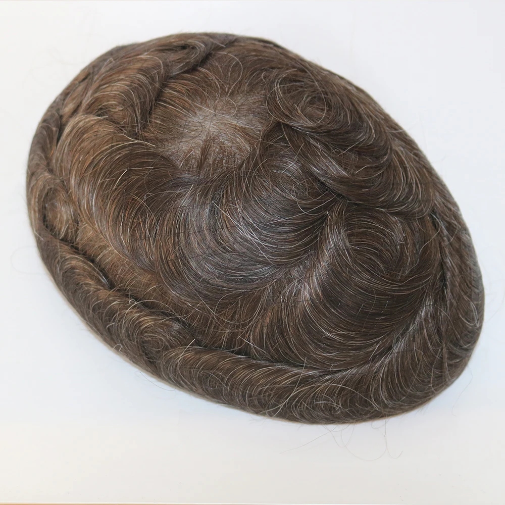 Prosthesis Male Hair Invisible Hairline Ultra Thin Skin 0.03mm Toupee Men Wig #510 Human Hair Wig Replacement System Male Wig