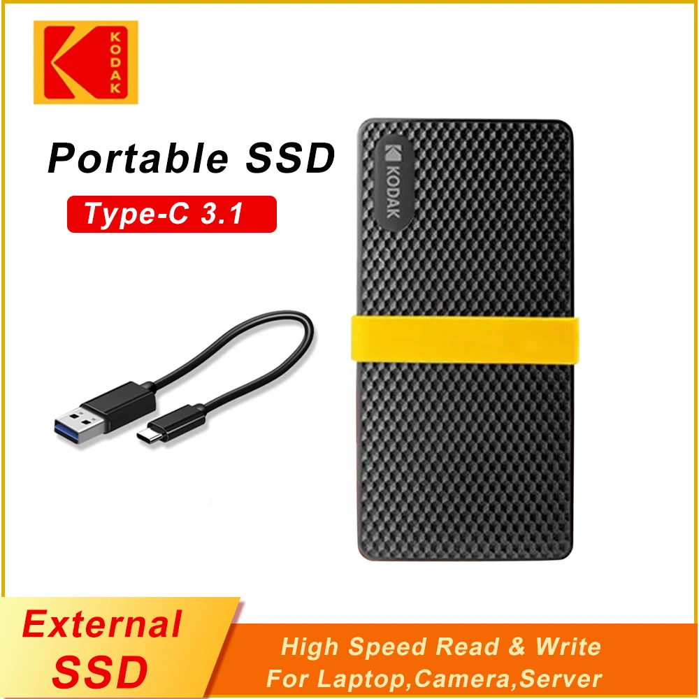 Imagem -02 - Kodak-disco Rígido Externo Ssd Portátil Unidade de Estado Sólido para Ps4 Laptop Macbook pc Usb 3.1 tipo c 512gb 256gb 1tb X200