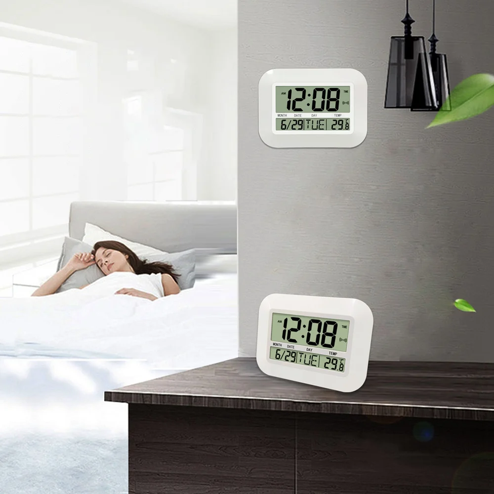 Reloj Digital de pared para el hogar y la Oficina, dispositivo sencillo con batería, calendario de gran temperatura, fecha y día