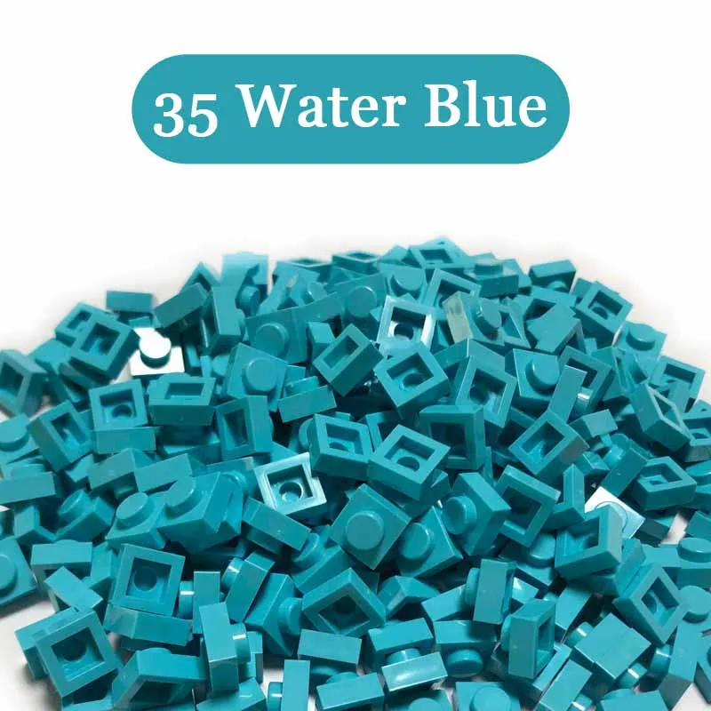 300PCS Blue Color Plate 1x1 3024 Building Block Part Brick for Kids Pixel Art Remix Painting QR Code Gift Children DIY Toys