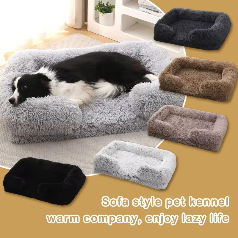 Square Dog Bed Dog Plush Pet Bed Winter Thickened Pad Dog Sleeping Bed Sofa Removable Pad Dog Small Large Dog square kennel