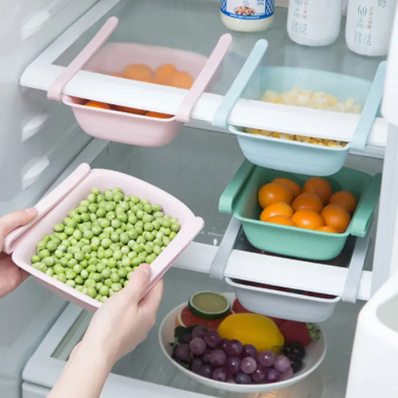 

Household Drawer Plastic Refrigerator Freezer Fruit and Vegetable Sorting Box Storage Box Drain Basket