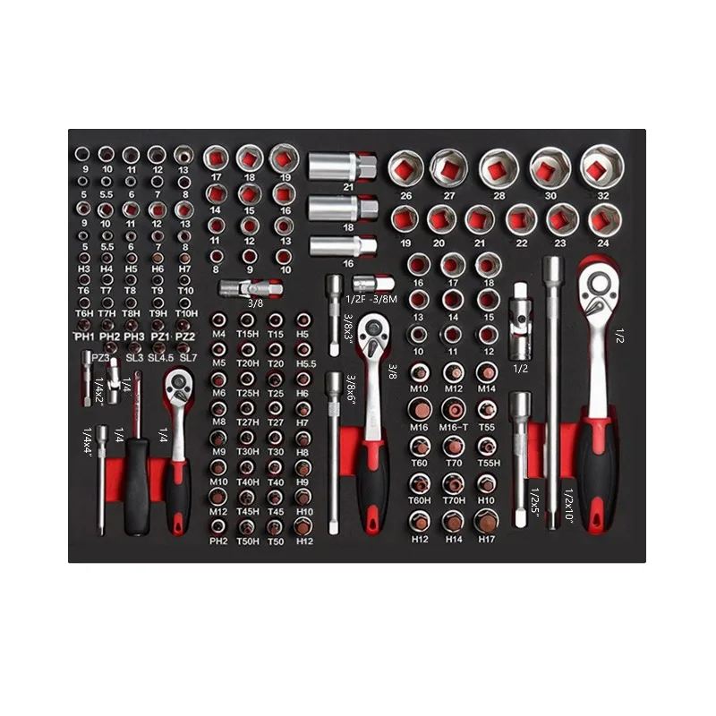 

139 шт. 1/4 "3/8" 1/2 "DR.Sockets Набор гаечных ключей Механическая тележка для обслуживания Комод Инструменты для мастерской Тележка на колесиках Набор инструментов для шкафа