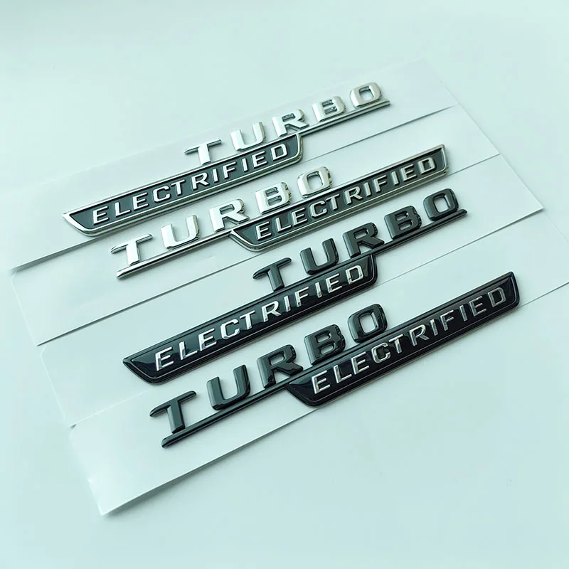 

2022 New Turbo_electrified Turbo ELECTRIFIED Underline ABS Car Emblem for C43 Fender Nameplate Logo Sticker Chrome Glossy Black