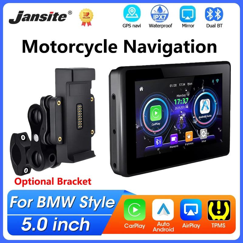 

Motorcycle GPS Navigation Wireless CarPlay Android Auto Moto Monitor For BMW/Universal Motorcycle IPX7 Waterproof Bluetooth 5.0
