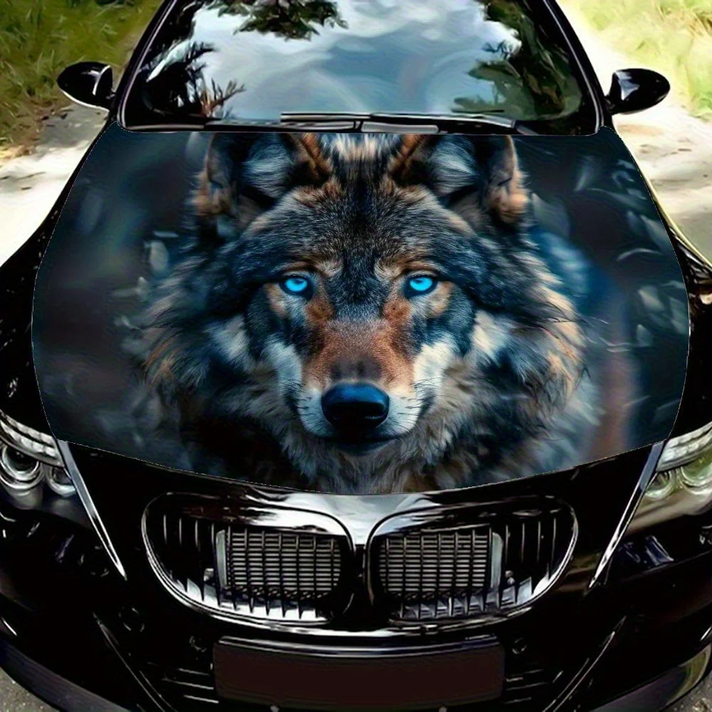 

Blue Eyes Wolf Car Hood Wrap - Premium Vinyl Decal, Fit For Cars & Trucks, Easy Apply/Remove Weather-Resistant Exterior Accessor
