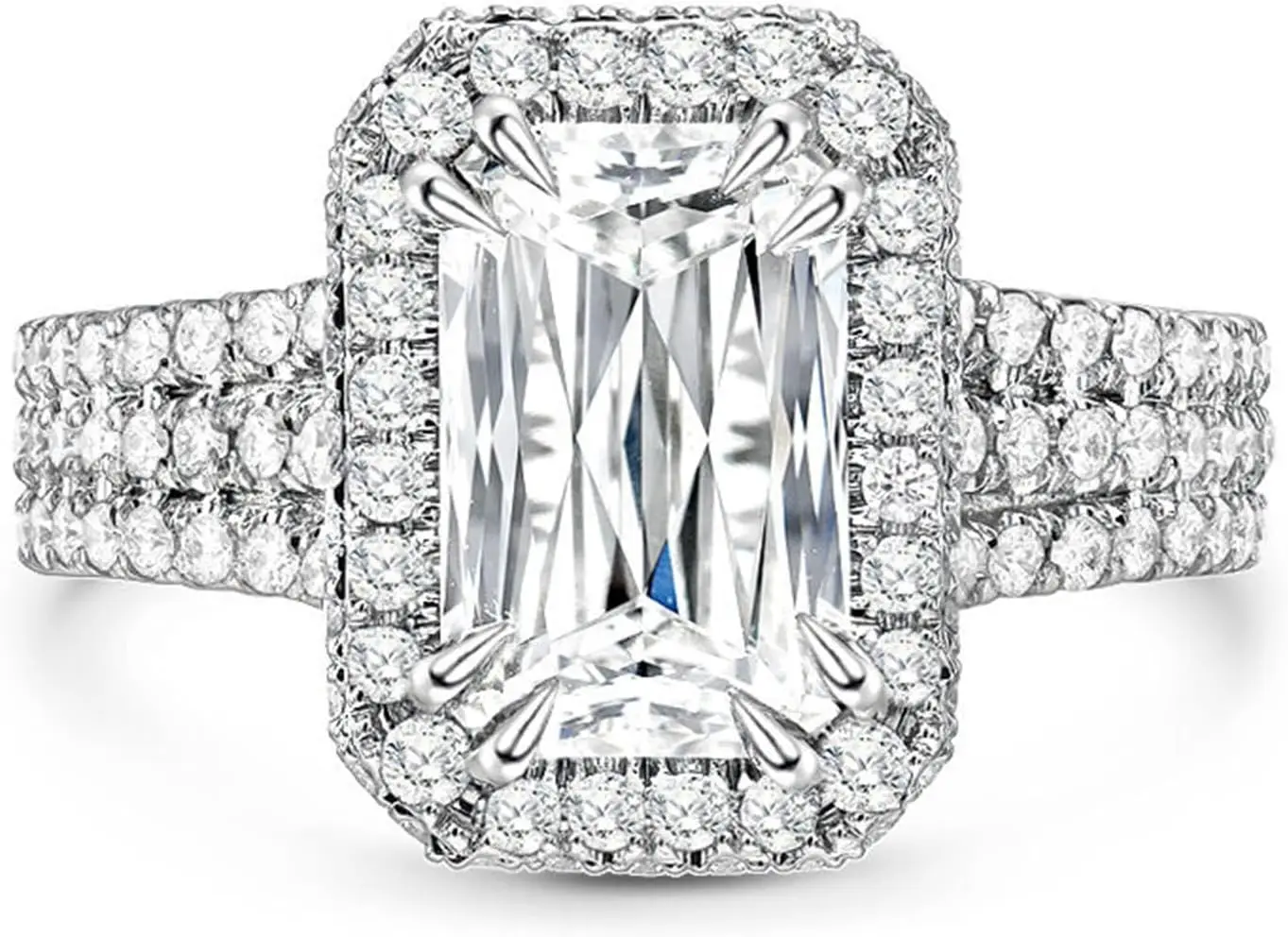 

Engagement Rings for Women;Sterling Silver Diamond Halo Anniversary Wedding Promise Ring 6.93 CT