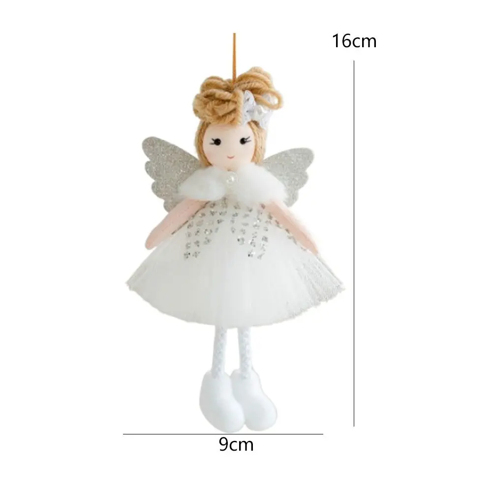 Cartoon Christmas Dress Girl Pendant Plush Soft Wings Angel Girl Pendant Cute Exquisite Christmas Tree Hanging Decoration