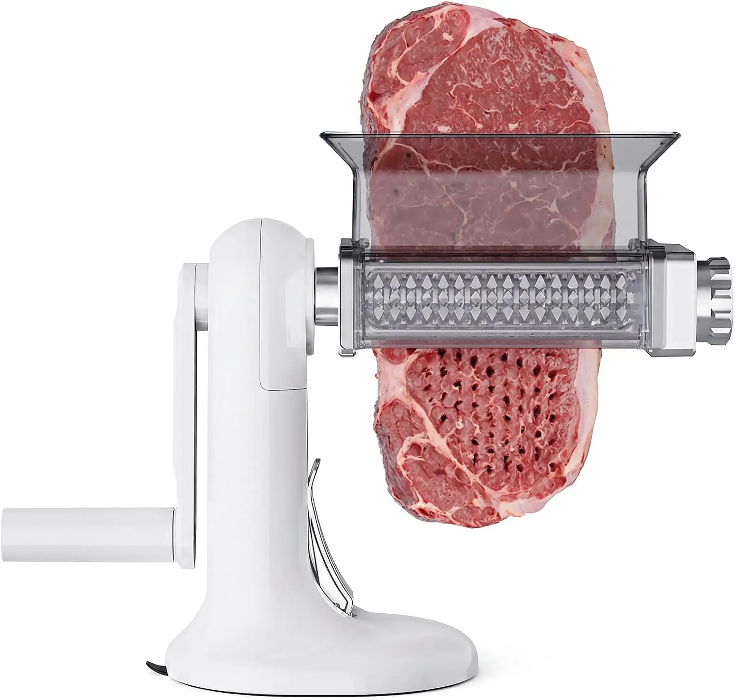 Manual Meat Tenderizer Tool with 3 Adjustable Spacing (10/12.5/15mm)Transparent Protective Cover, Premium Metal Meat Tenderizer