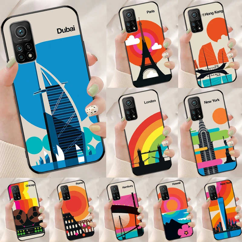 London Roma New York Countries Art Case For Xiaomi 13 11T 12T Pro 12 Lite 12X Cover For POCO X3 X4 X5 F5 Pro F4 GT C40 M5s F3