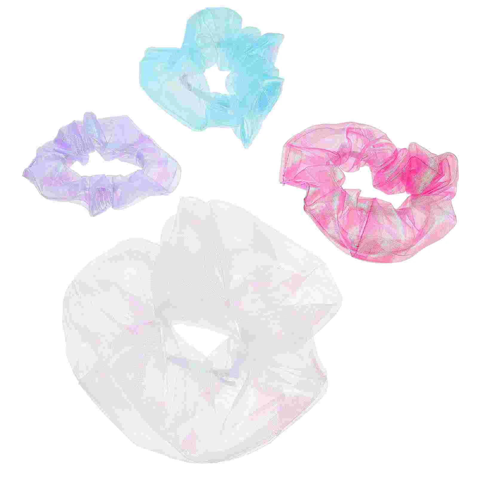 

4 Pcs Hair Ring Ribbons Elastic Ties Women Scrunchies Ropes Organza Ponytail Holder Fabric Miss