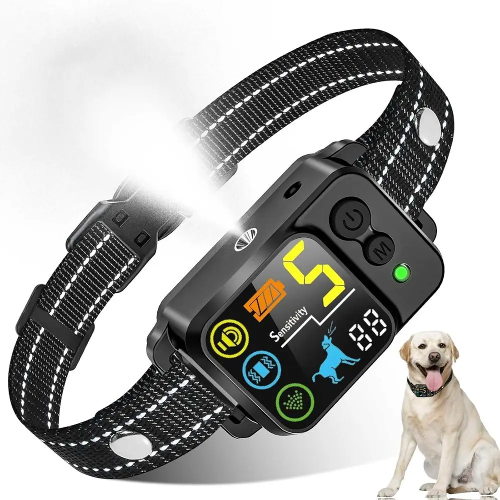 

Dog Collar with 5 Adjustable Sensitivity, Vibration+Spray, IP66 Waterproof, for Large/Medium/Small Dogs