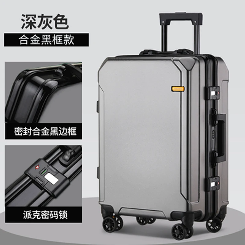 Valise à roulettes avec cadre en aluminium pour hommes et femmes, bagages de voyage, cabine, tendance de la mode, 26, 28 pouces, 24 pouces, nouveau