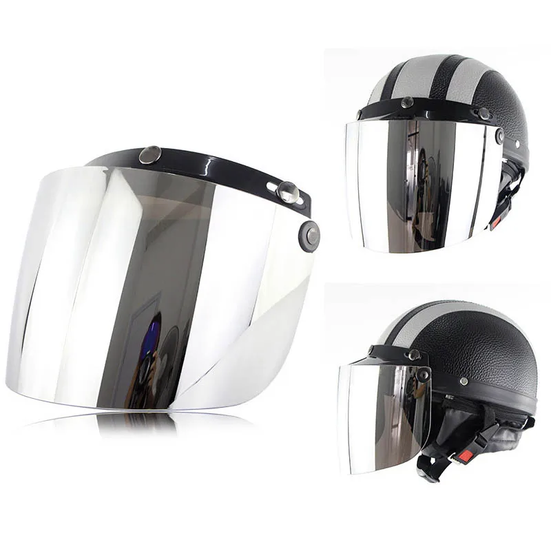 

Durable Windproof 3-Snap Visor Lens Shield for Motorcycle Helmets Flip Up Down Open Face Anti Glaring Helmet Accessories