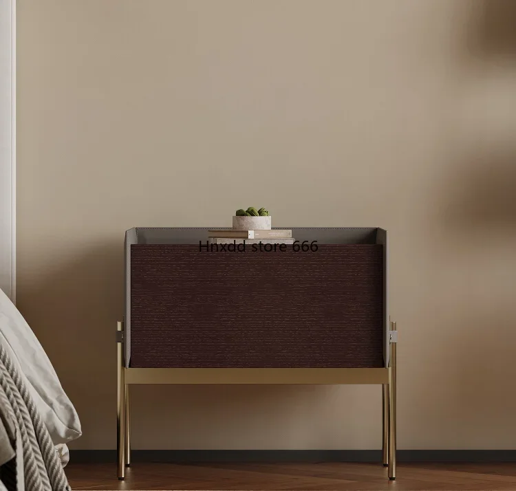 Italian minimalist saddle leather bedside table bedroom creative leather versatile locker