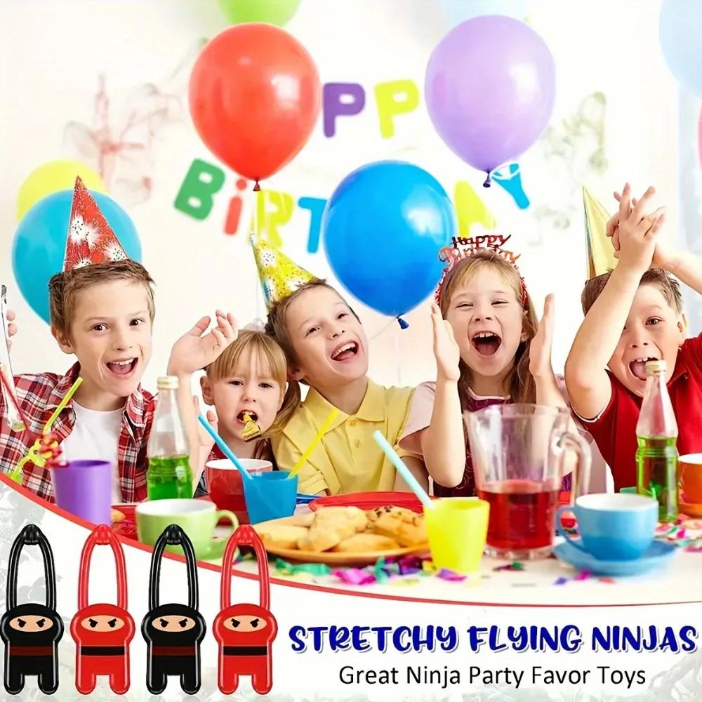 20 pcs Fun Elastic Flying Ninja Slingshot Kids Birthday Party Baby Shower Gifts Classroom Rewards Carnival Prizes Pinata Fillers