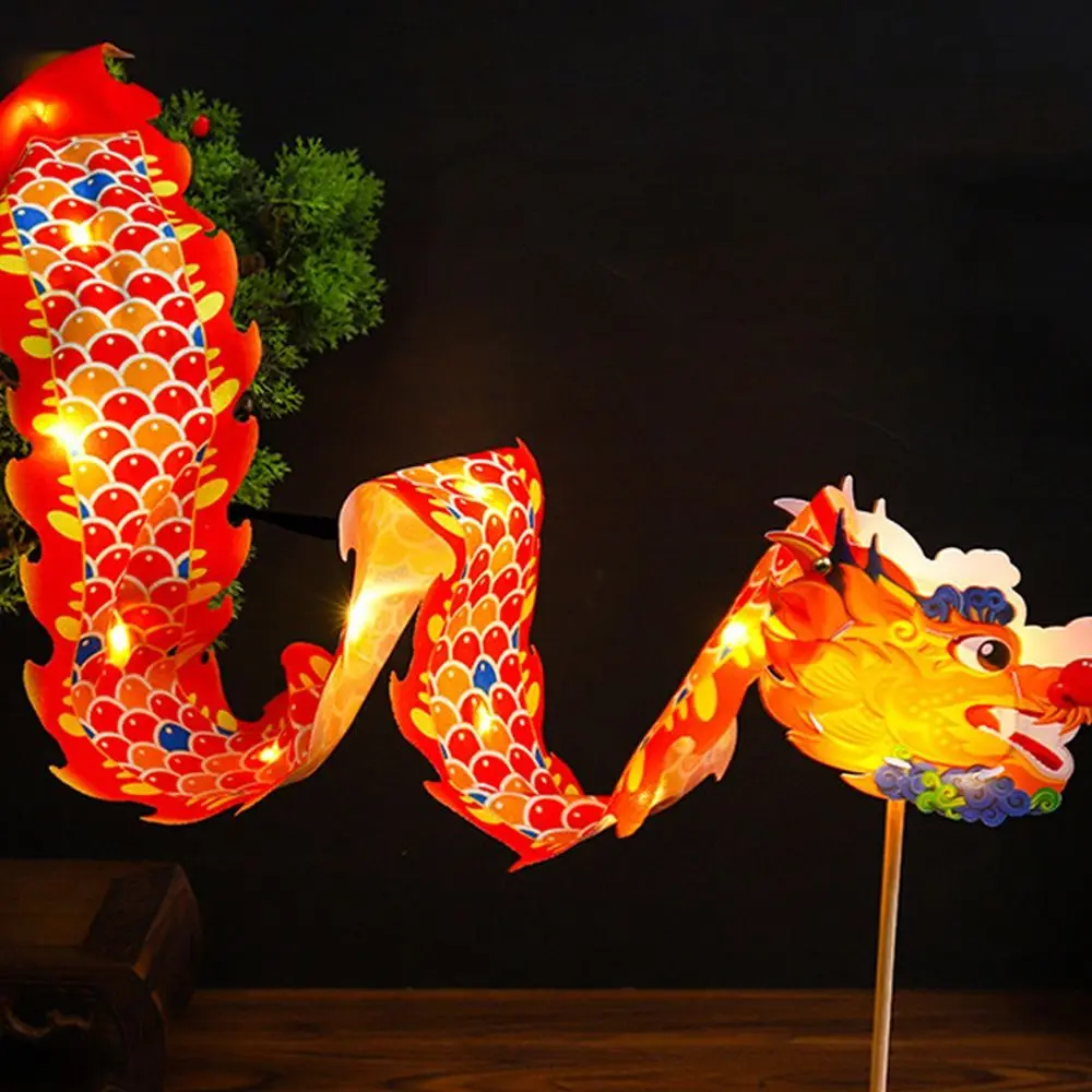 Chinese Dragon Dance Lantern Handmade Traditional Handheld Dragon Lantern Blessing Antique Lantern School Project