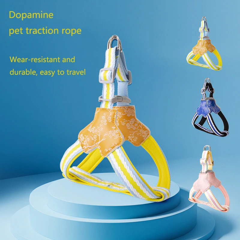 Nuevo pecho y espalda de dopamina, bonito cofre de perro a la moda y luz trasera y cómodo sillín, pecho y espalda, correa para caminar para perros