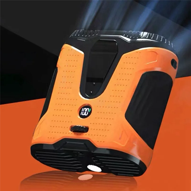 AB45 10000Mah Outdoor Portable Waist Fan Hanging Neck Fan Strong Wind LED Lighting For Sports Outdoor Working