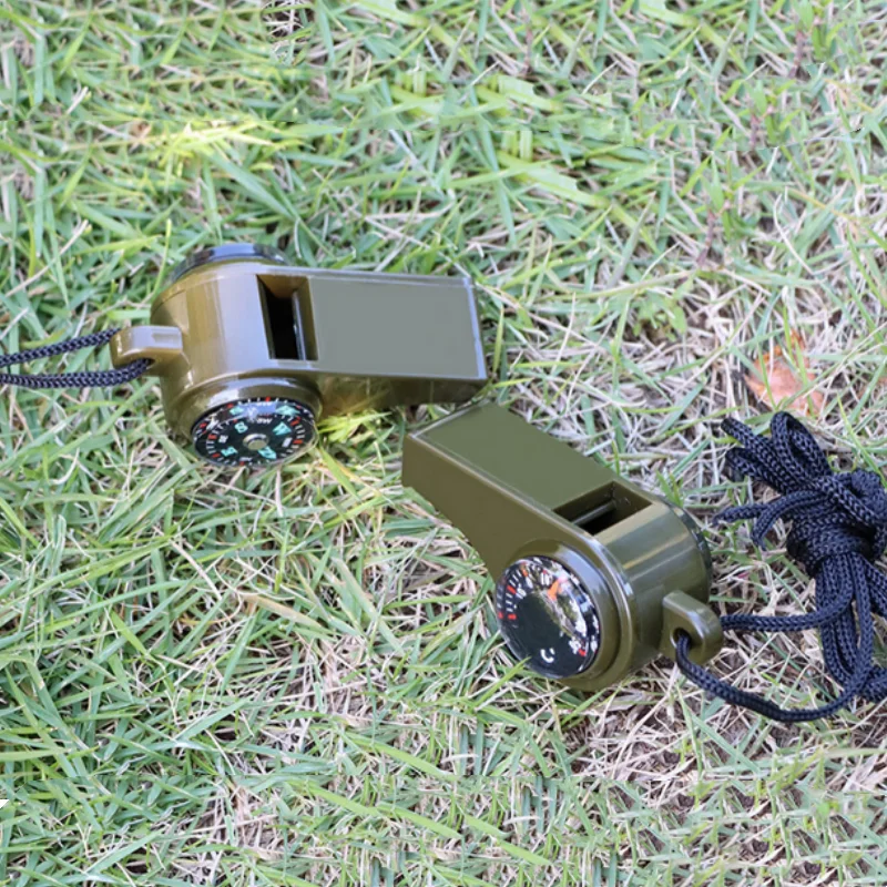 3 in 1 Emergency Survival Whistle Compass Thermometer Referee Cheerleading Whistle Sporting Goods Camping Hiking Outdoor Tools