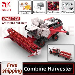 6965PCS KEJI RC Combine Harvester and Header Engineering Vehicle Building Blocks Bricks Kits Toys Christmas Gifts MOC-71485