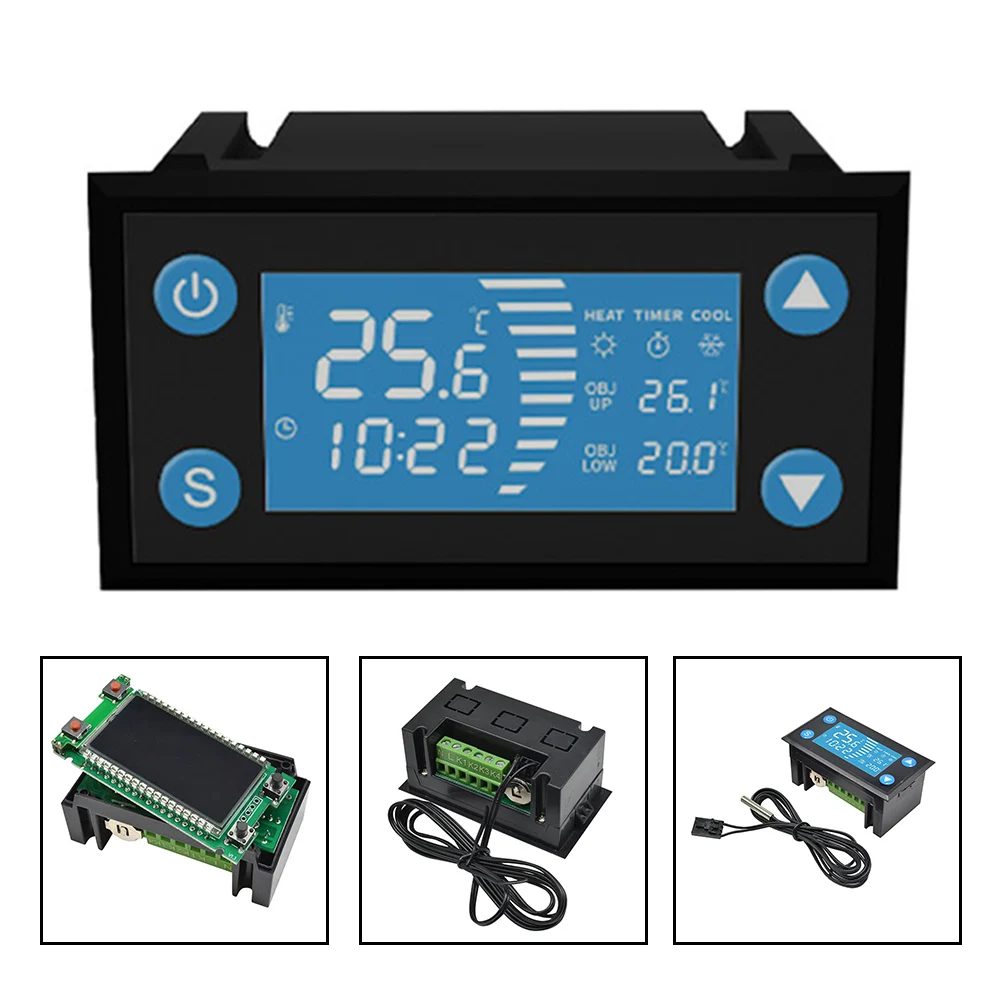 W-1213 Digital Smart Temperature Controller -40 To +120°C With Timer Switch Sensor Probe 79.5*43*35mm PLC Input Model