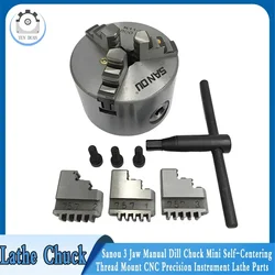 Mandrino per tornio autocentrante SANOU Mandrino manuale per scorrimento in metallo con artiglio a 3 griffe per foratura Fresatrice Carico frontale/carico posteriore