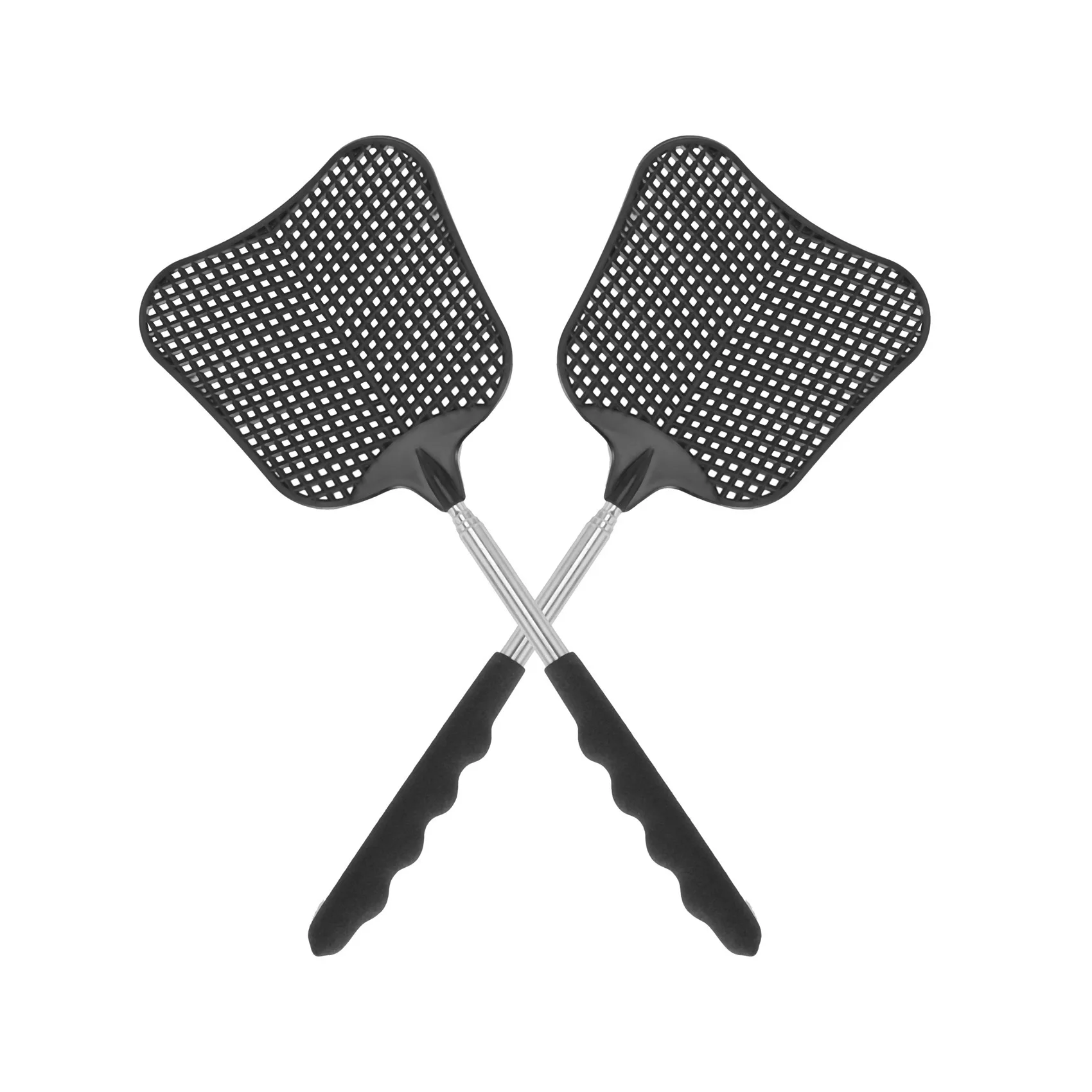 Y42A-Mosquito And Fly Killing Plastic Fly Swatter Retractable Stainless Steel Rod,For Indoor And Outdoor Use (6 Pack)